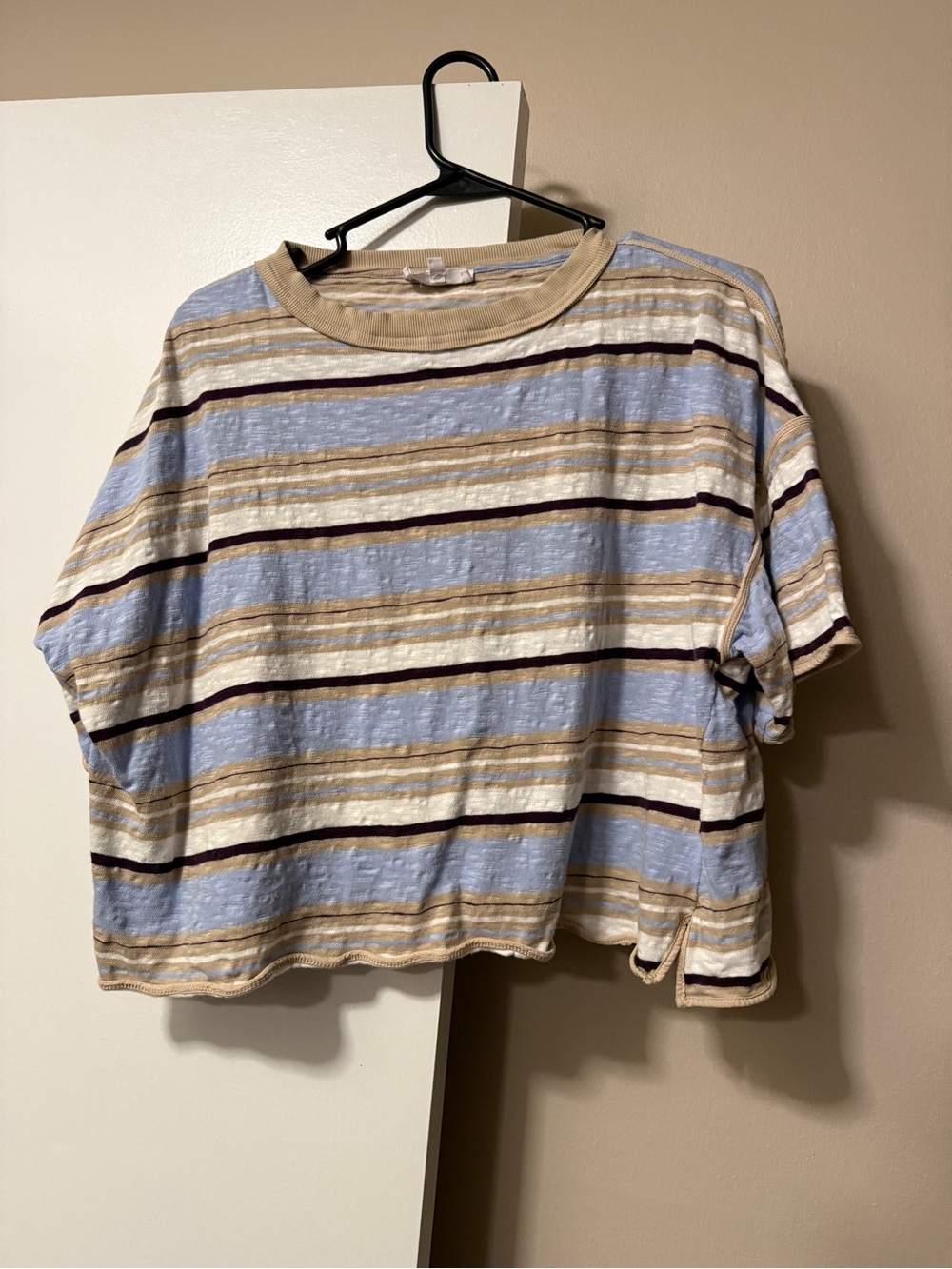 Eesome Casual Striped Boxy Tee - Blue & Cream